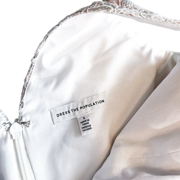 Dress the Population NEW Elisa Vine Embroidered Midi Dress White Nude Small - Picture 12 of 16
